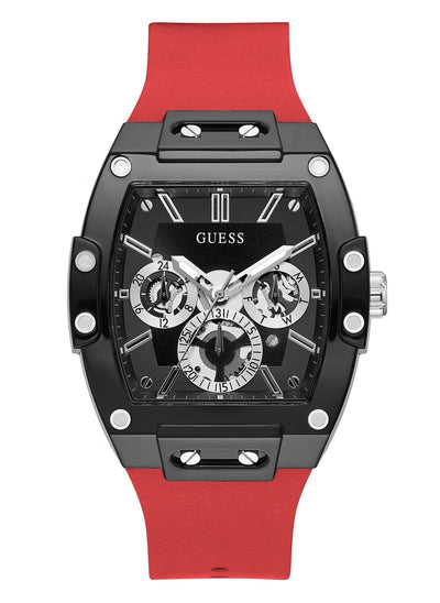 GUESS BLACK CASE RED SILICONE WATCH - GWAM1